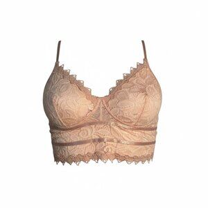 Lace Longline Bralette in Nude Blush